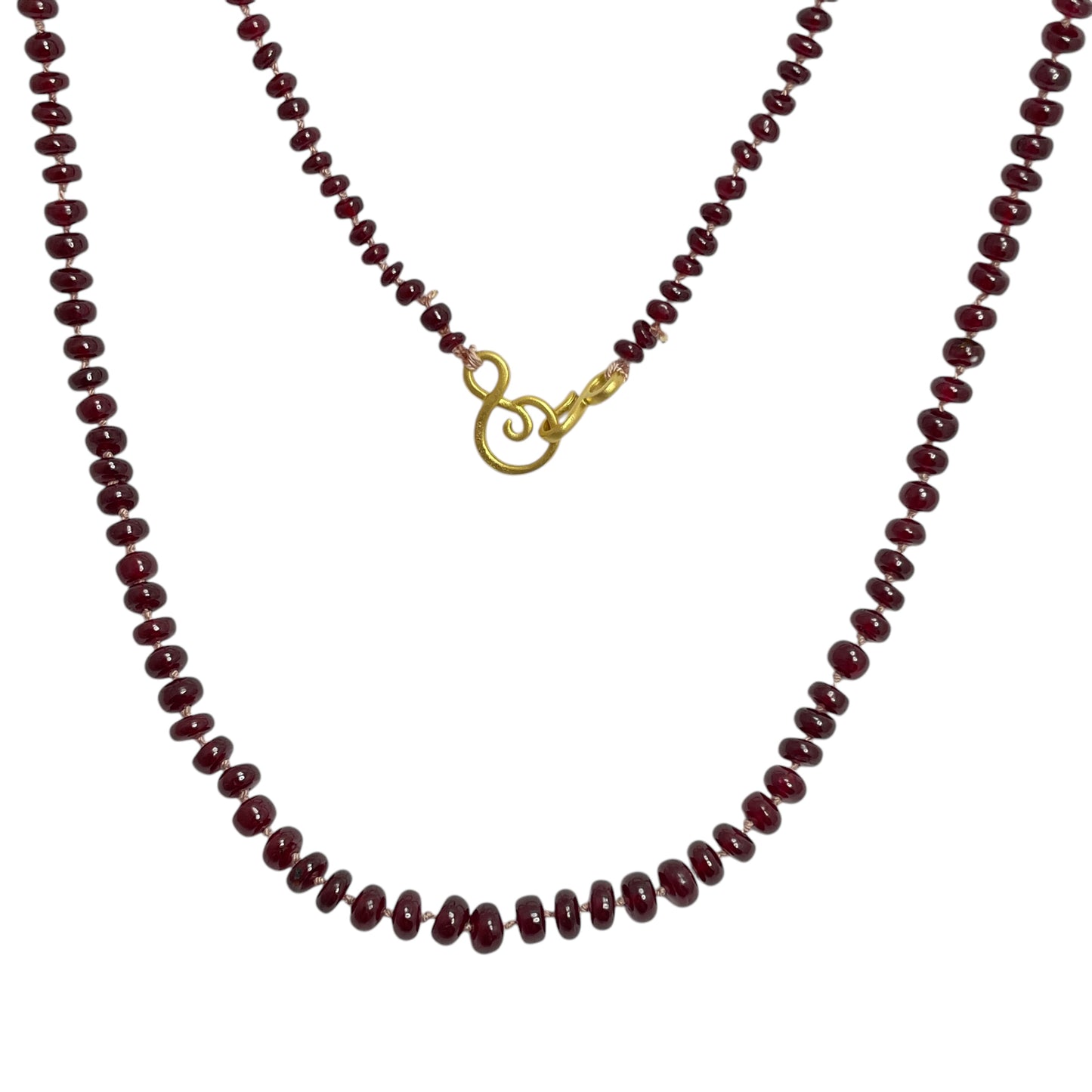 22k gold ruby beaded necklace
