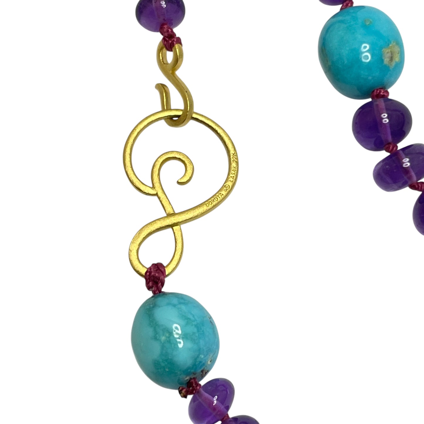 22k gold amethyst turquoise beaded necklace