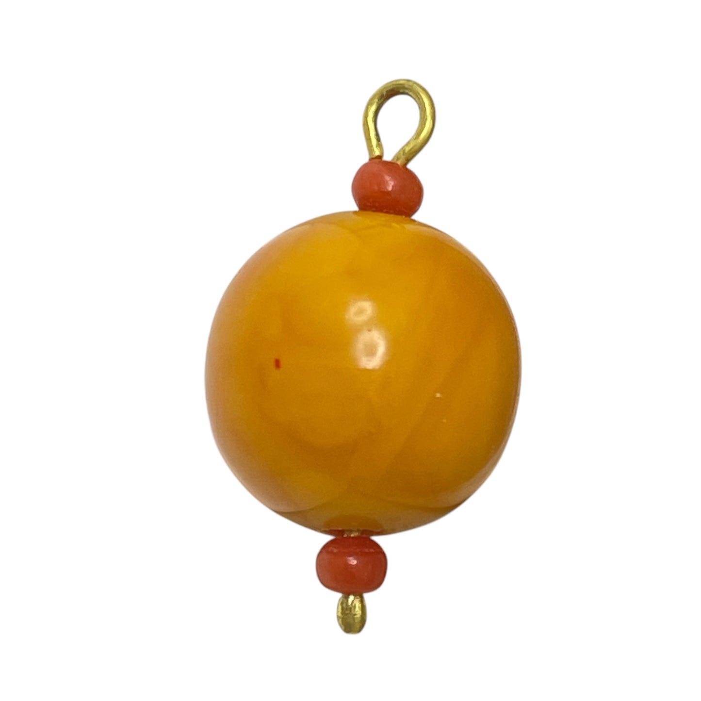 22k GOLD AMBER CORAL CHARM