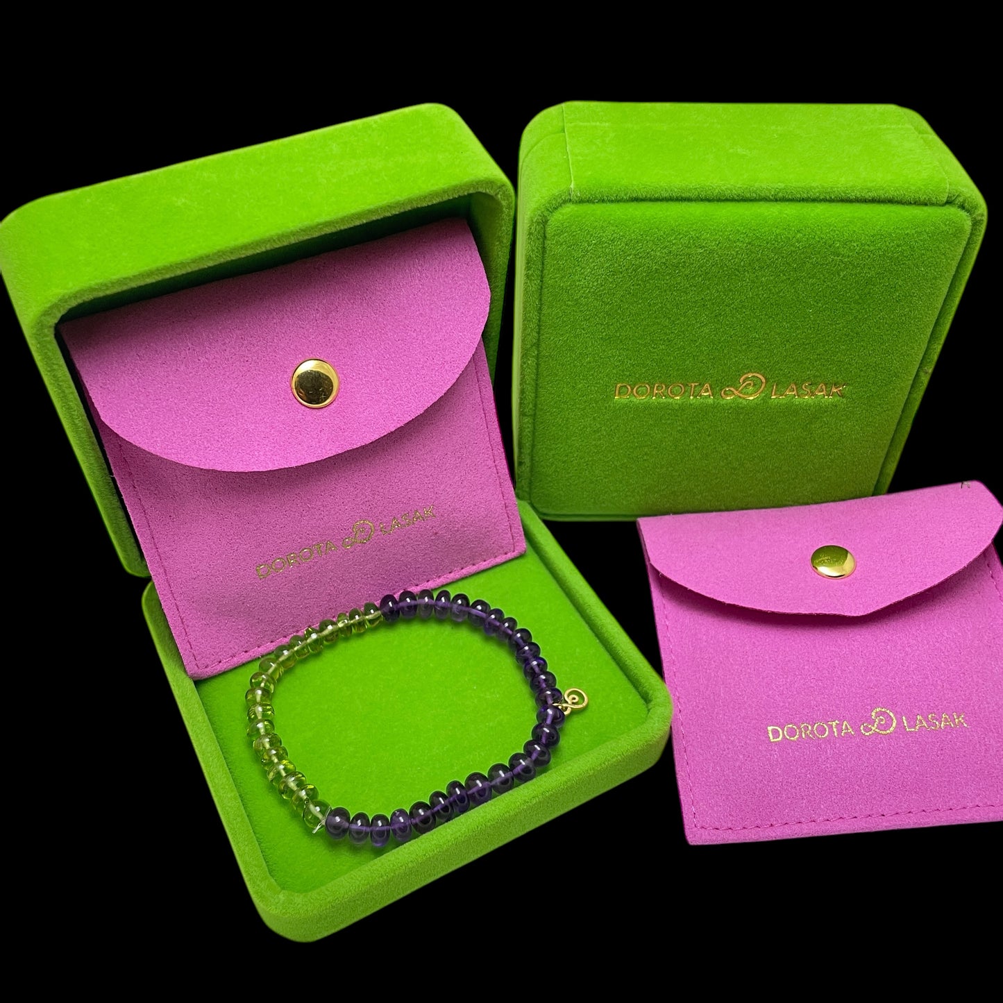 22k gold amethyst peridot bracelet