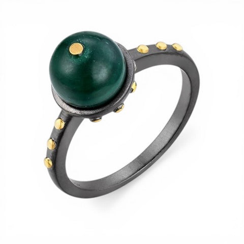 TRIUMPH - UNIVERSE sterling silver 18k gold plated malachite ring