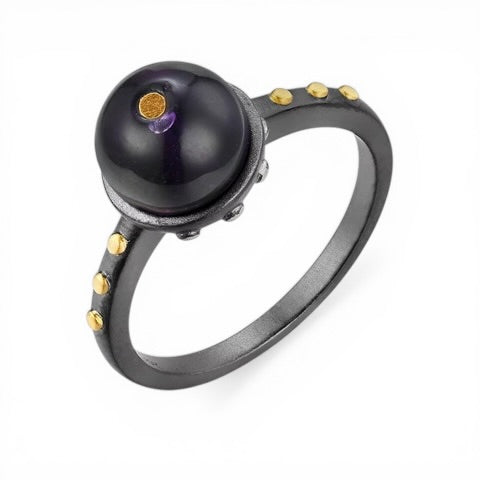 TRIUMPH - UNIVERSE sterling silver 18k gold plated amethyst ring