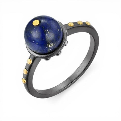 TRIUMPH - UNIVERSE sterling silver 18k gold plated lapis ring