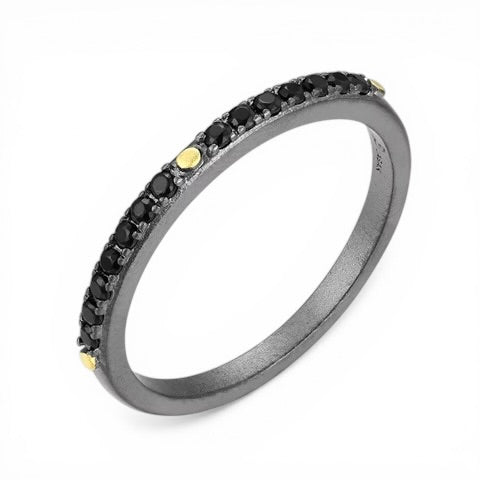 TRIUMPH - KISS sterling silver 18k gold plated zircon ring