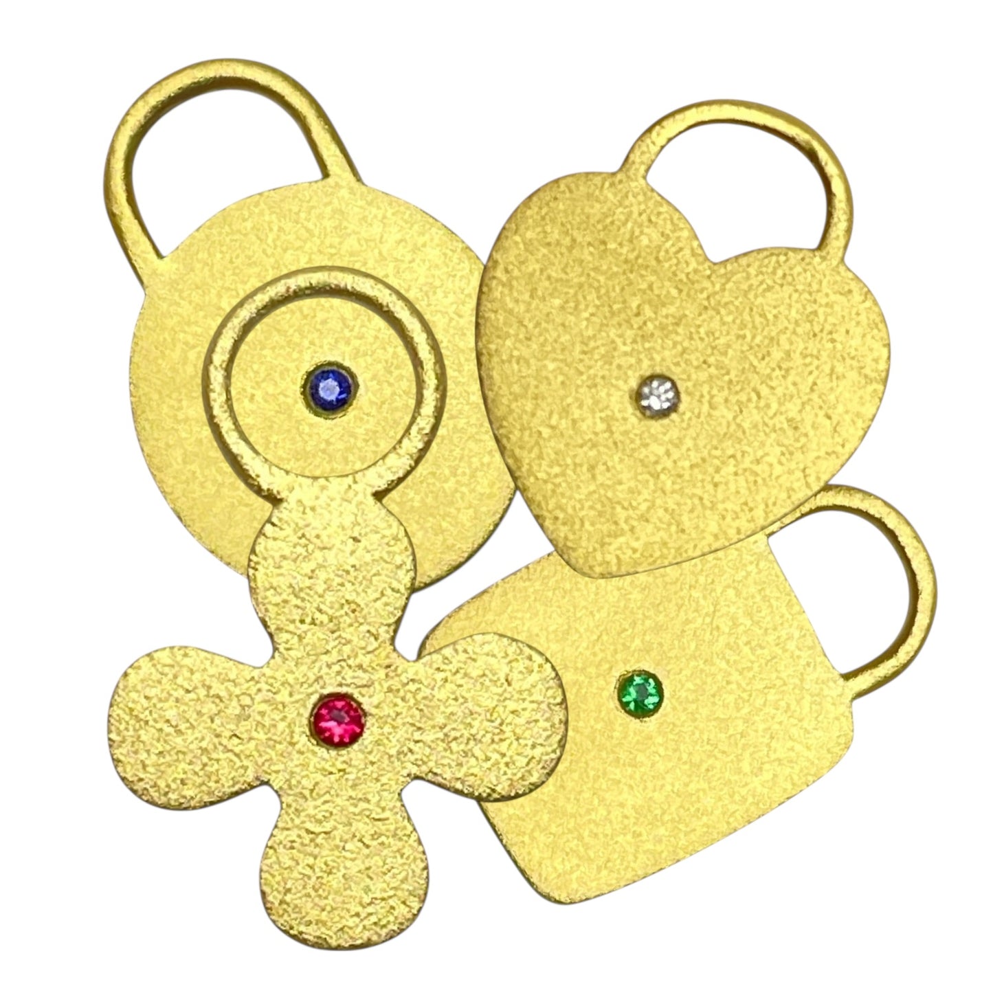 22k gold emerald square charm