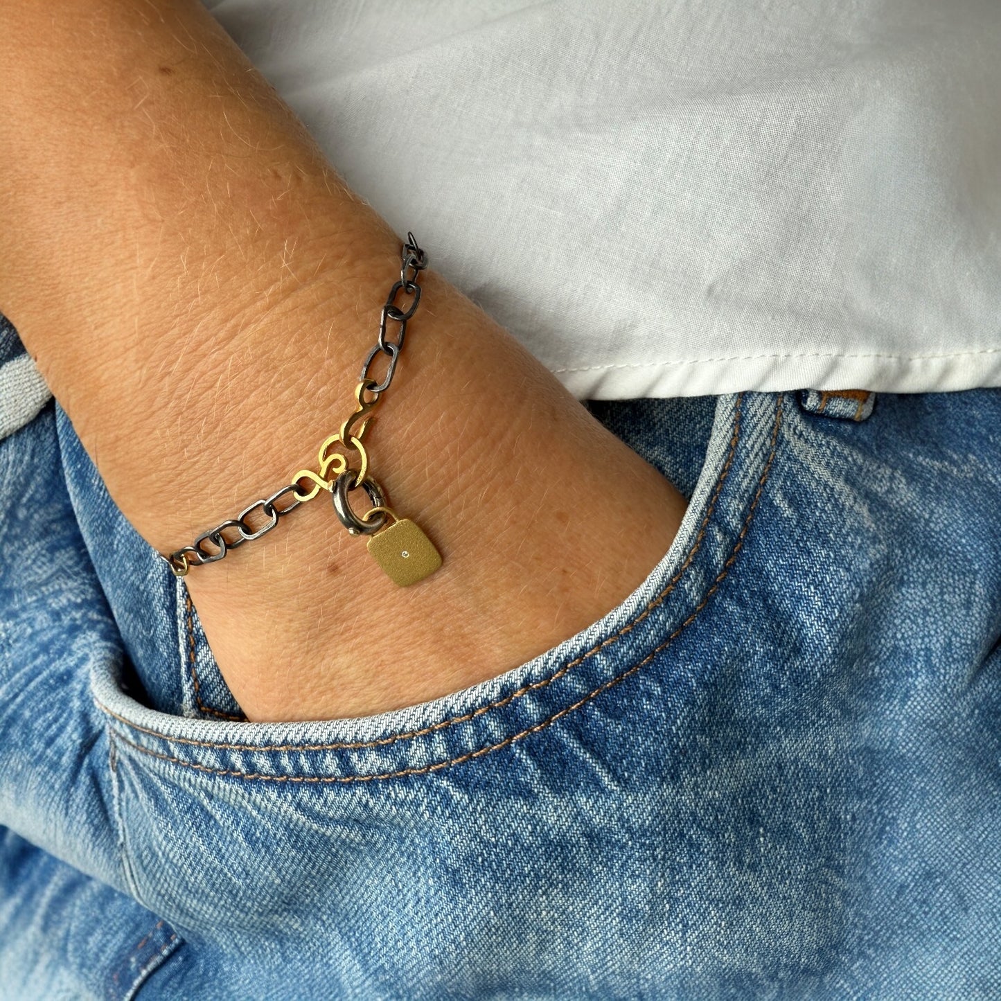 22k gold diamond square charm