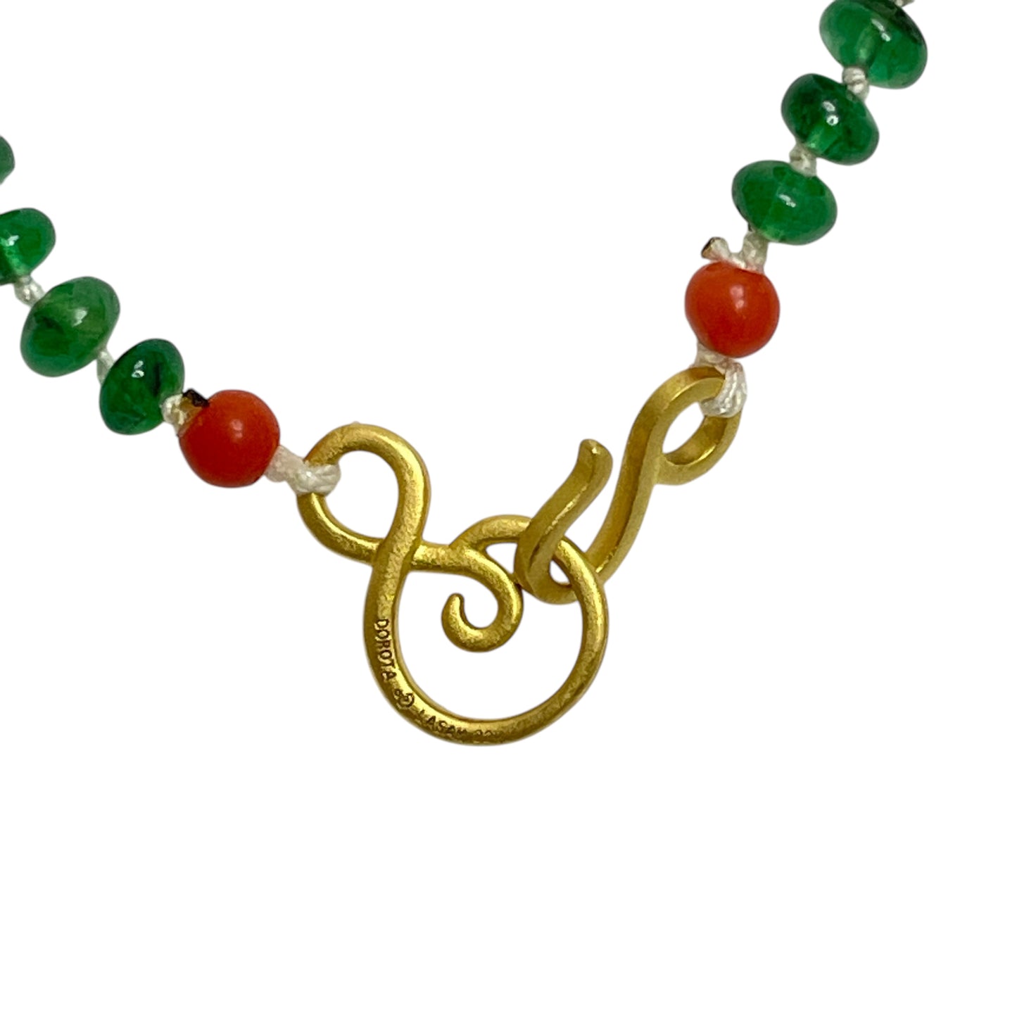 22k gold emerald beaded necklace