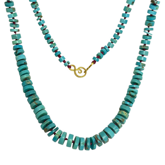 22k gold turquoise beaded necklace