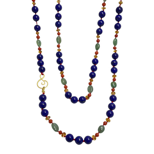 22k gold lapis beaded necklace