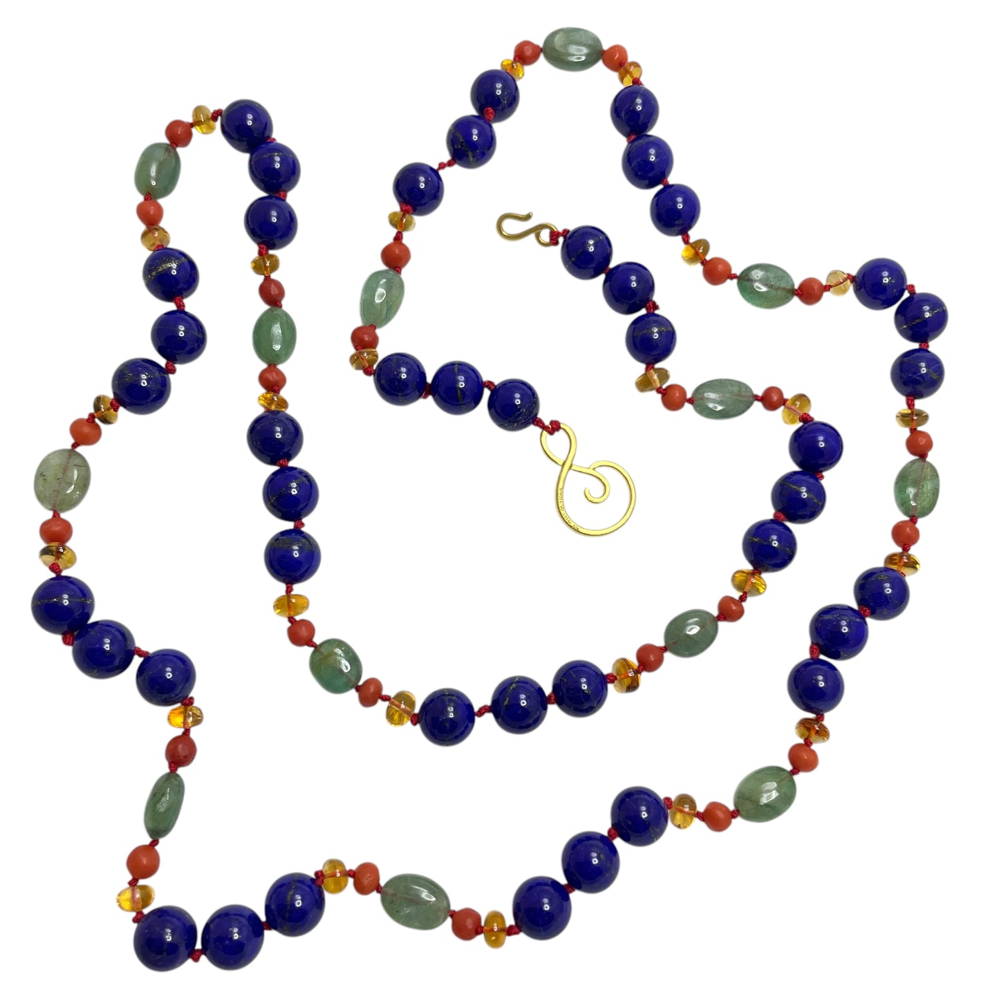 22k gold lapis beaded necklace