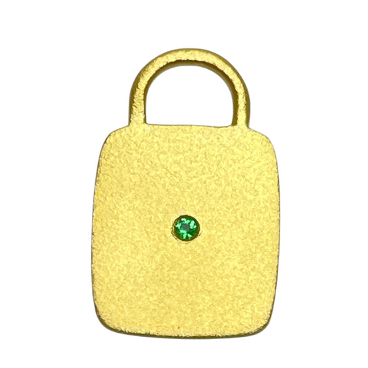 22k gold emerald square charm