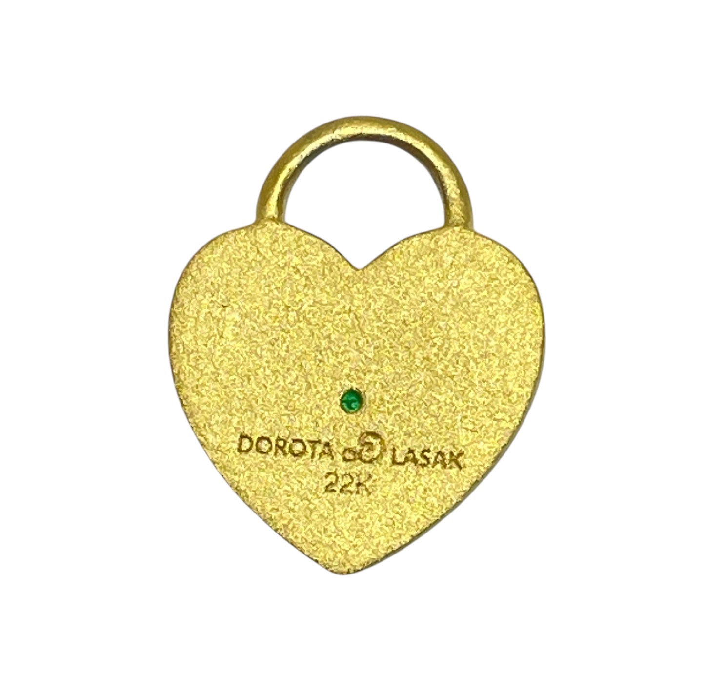 22k gold emerald heart charm