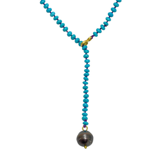 22k gold turquoise pearl necklace