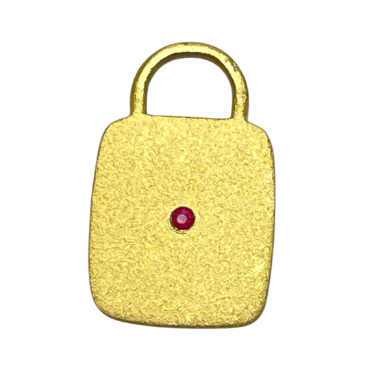 22k gold ruby square charm