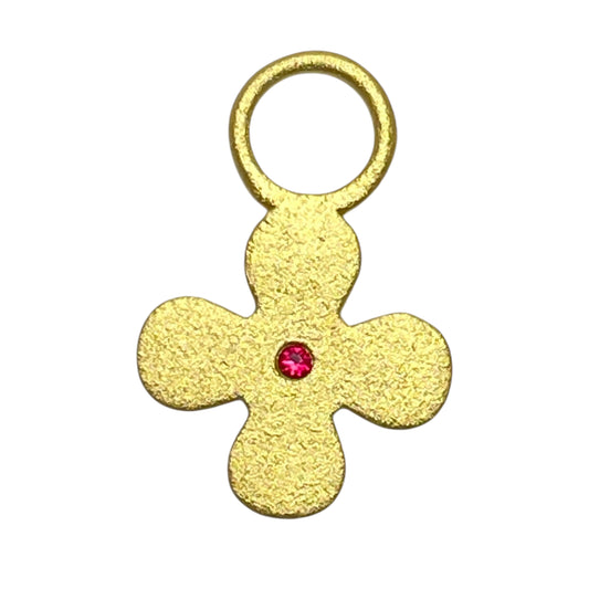 22k gold ruby flower charm