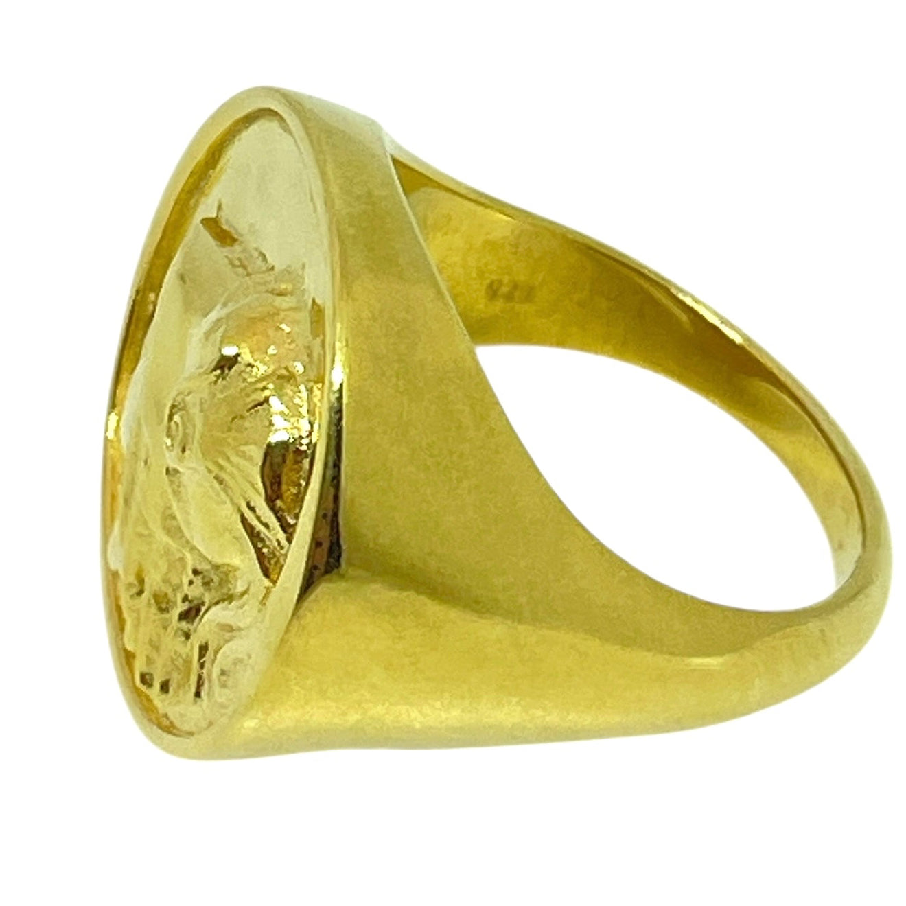 Ancient coin ring 18k gold plated sterling silver