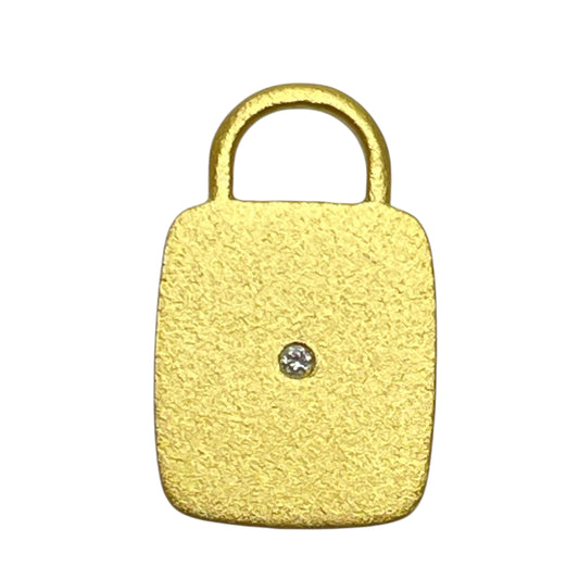 22k gold diamond square charm