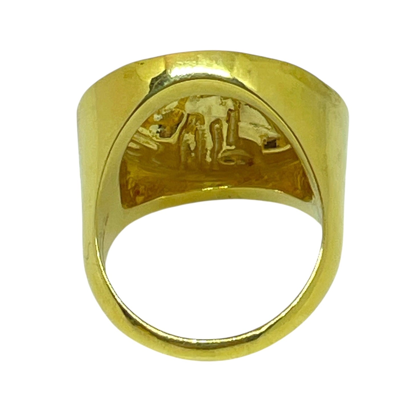 Ancient coin ring 18k gold plated sterling silver diamonds