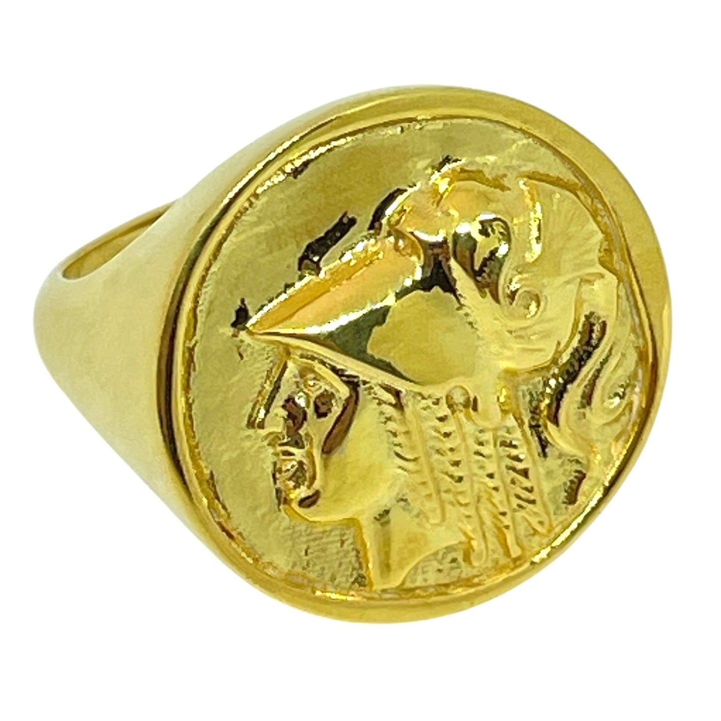 Ancient coin ring 18k gold plated sterling silver