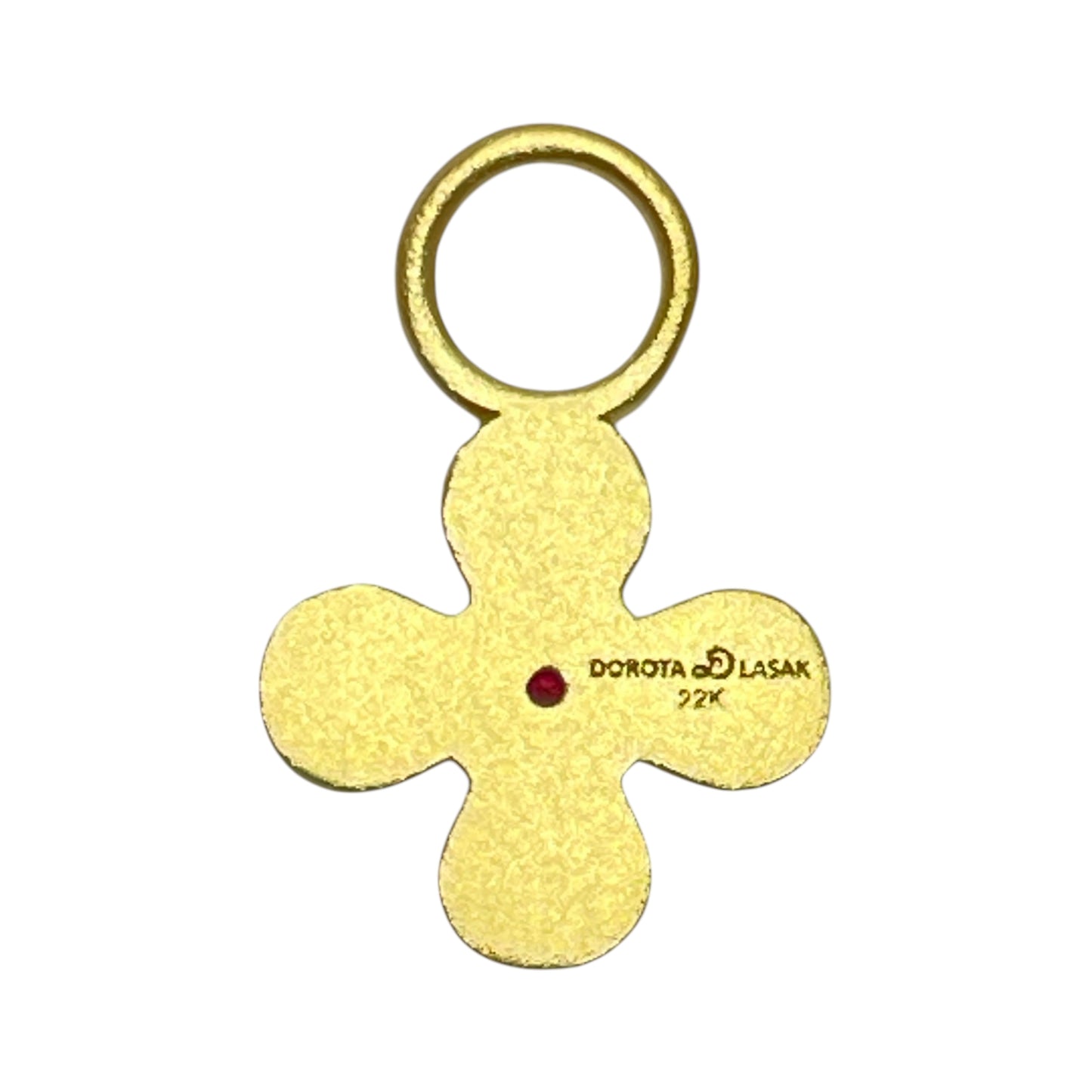 22k gold ruby flower charm