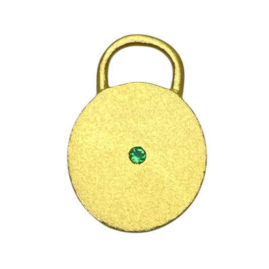 22k gold emerald round charm