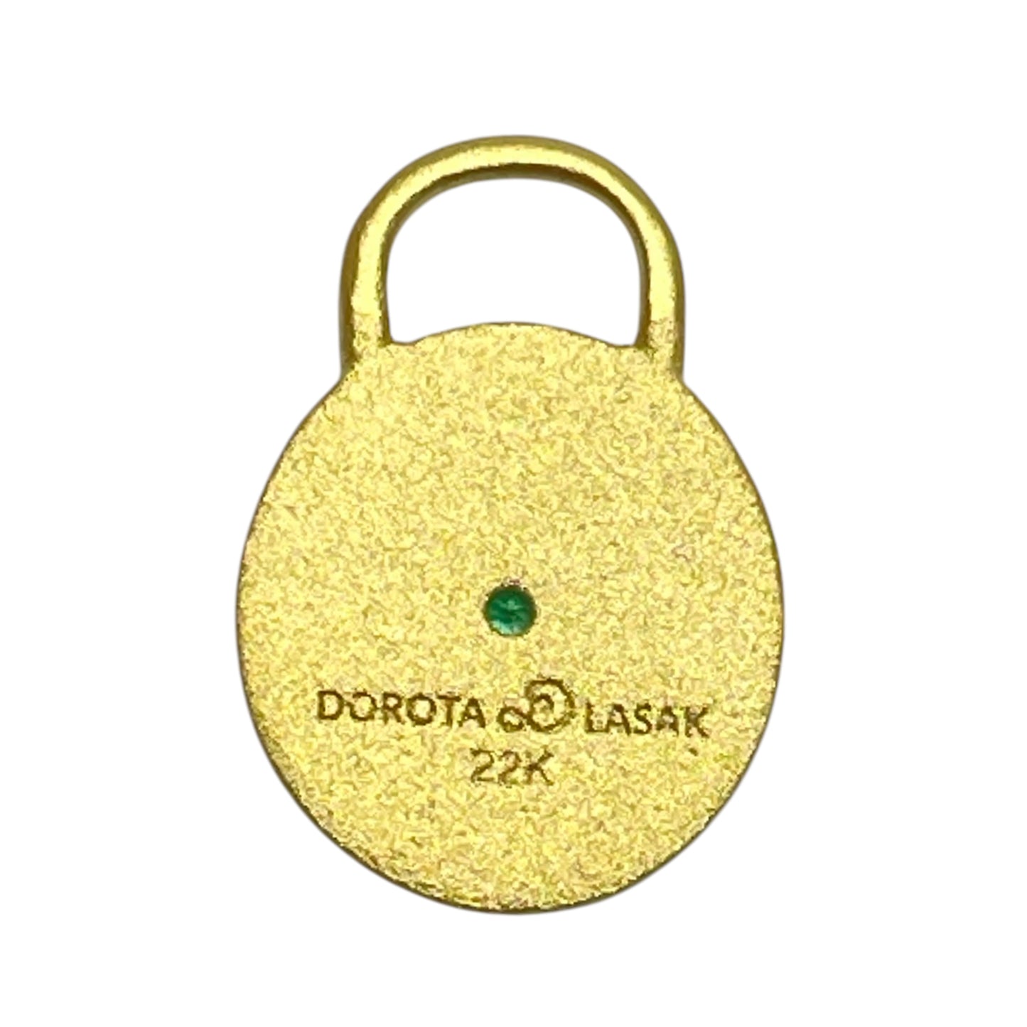 22k gold emerald round charm