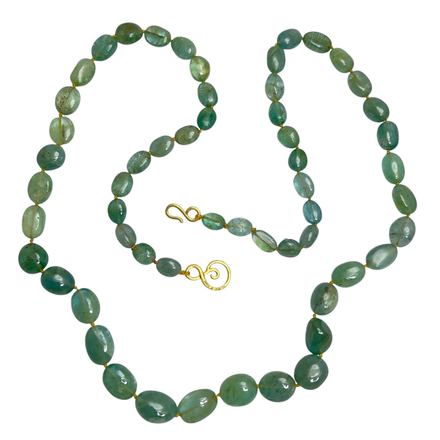 22k gold emerald beaded necklace