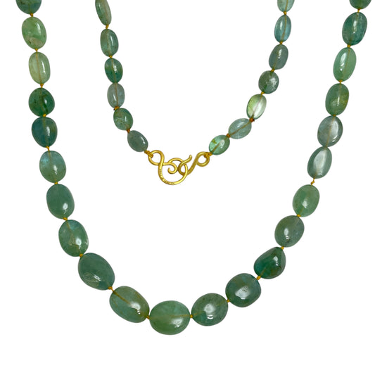 22k gold emerald beaded necklace