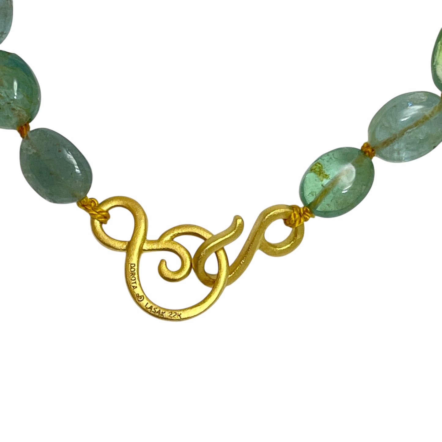 22k gold emerald beaded necklace