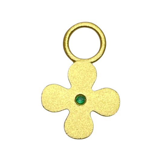 22k gold emerald flower charm