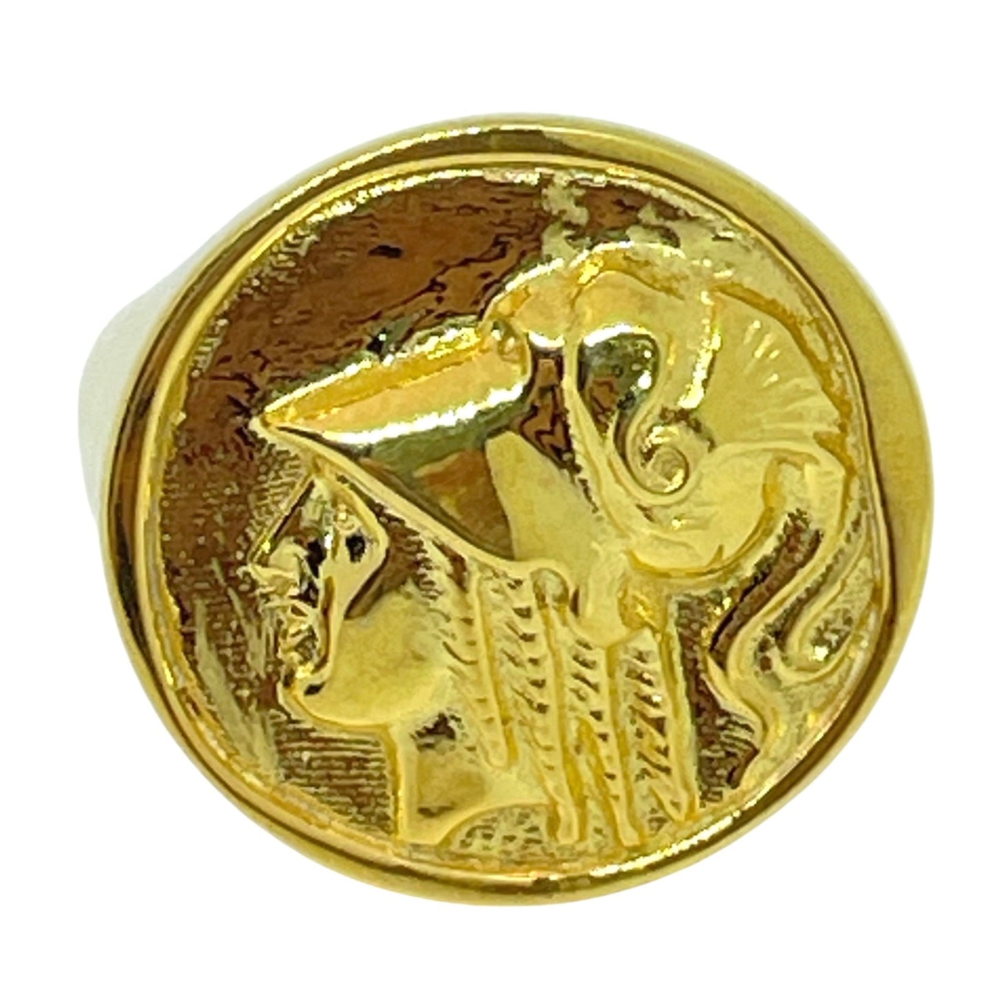 Ancient coin ring 18k gold plated sterling silver
