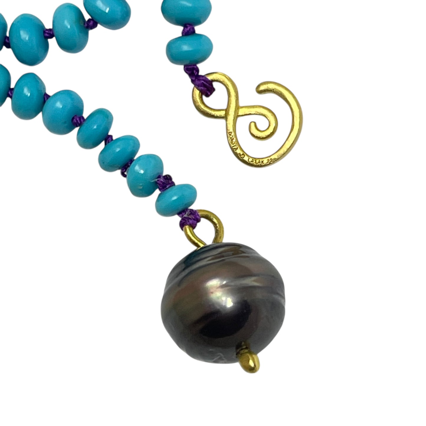 22k gold turquoise pearl necklace