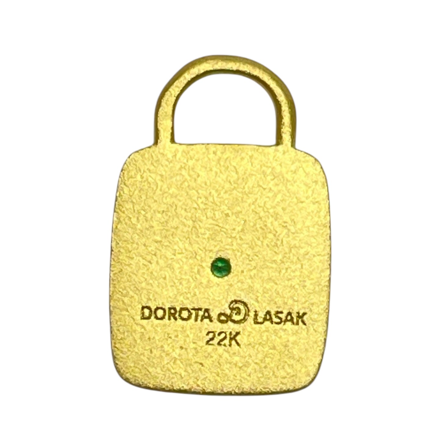 22k gold emerald square charm