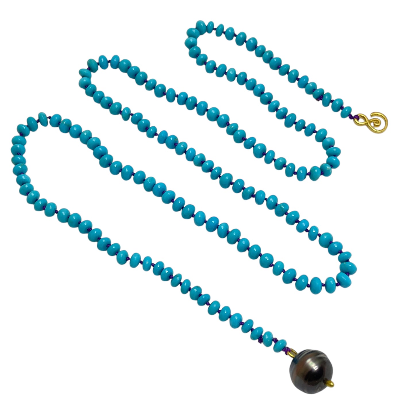 22k gold turquoise pearl necklace