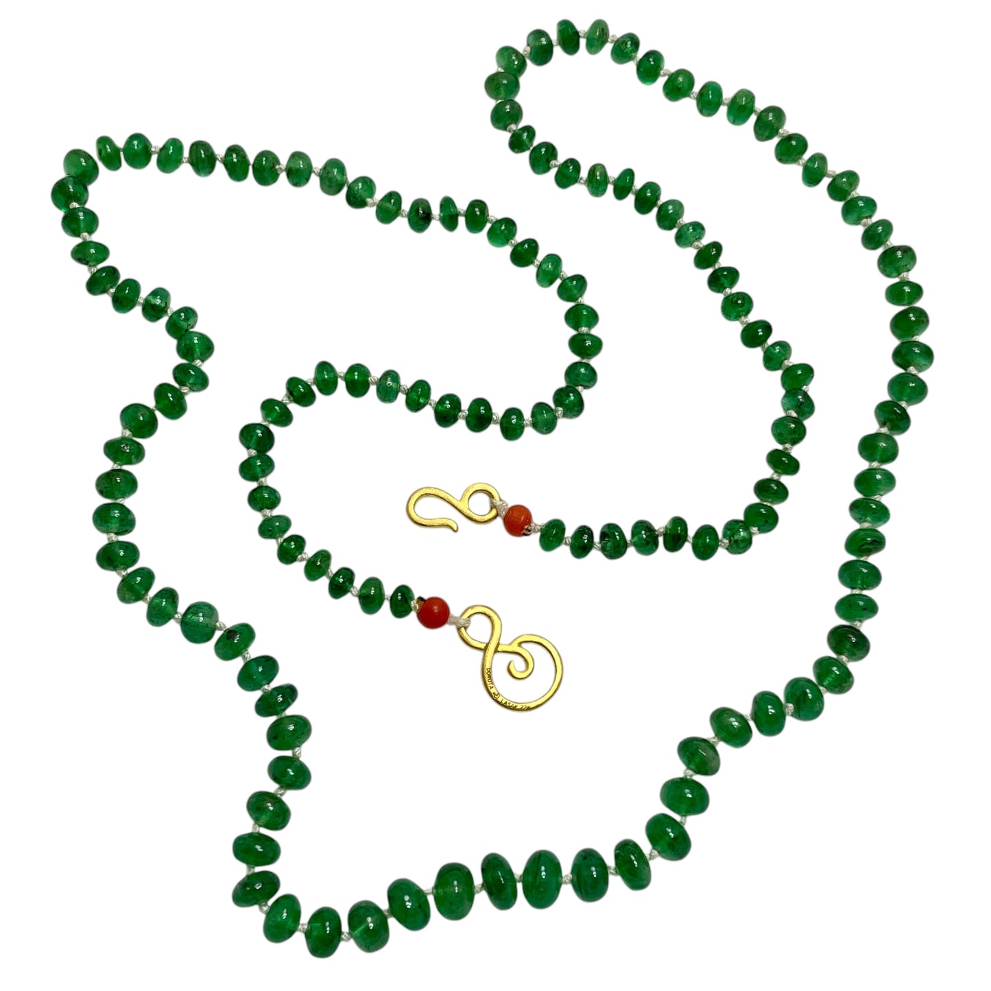 22k gold emerald beaded necklace