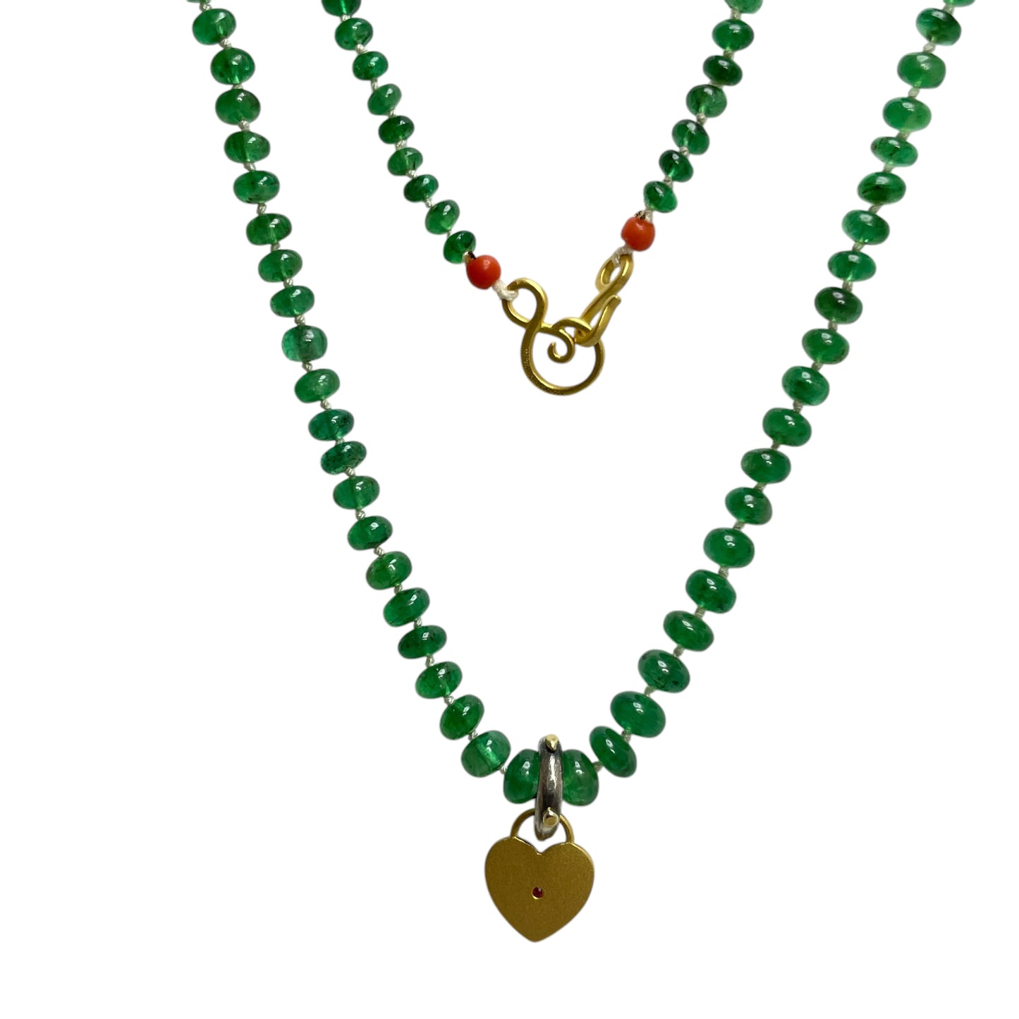 22k gold emerald beaded necklace