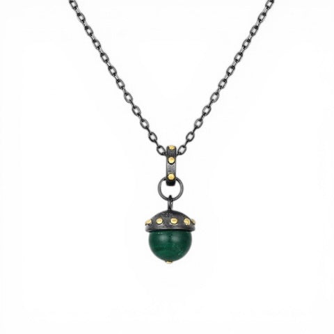 TRIUMPH - UNIVERSE sterling silver 18k gold plated malachite necklace