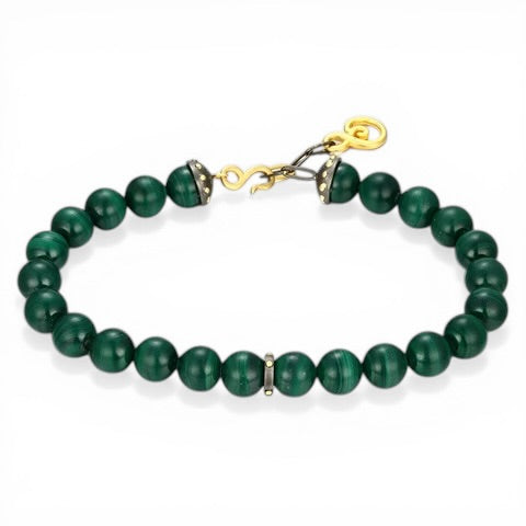 TRIUMPH - UNIVERSE sterling silver 18k gold plated malachite bracelet