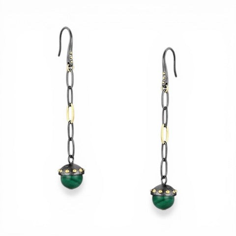 TRIUMPH - UNIVERSE sterling silver 18k gold plated malachite earrings