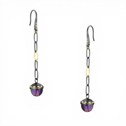 TRIUMPH - UNIVERSE sterling silver 18k gold plated amethyst earrings
