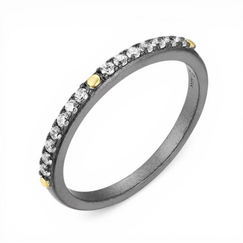 TRIUMPH - KISS sterling silver 18k gold plated zircon ring