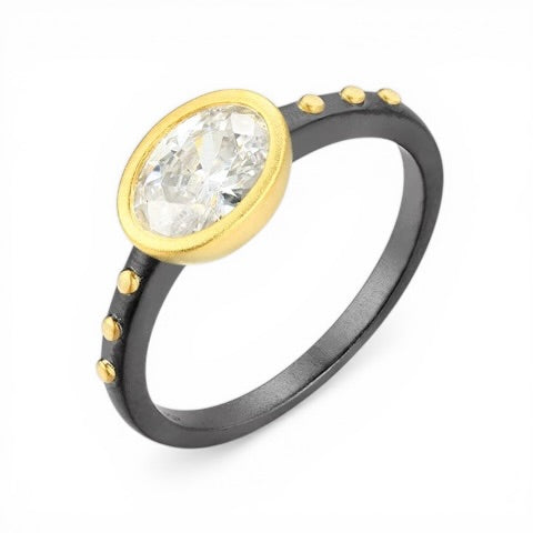 TRIUMPH - HER sterling silver 18k gold plated zircon ring